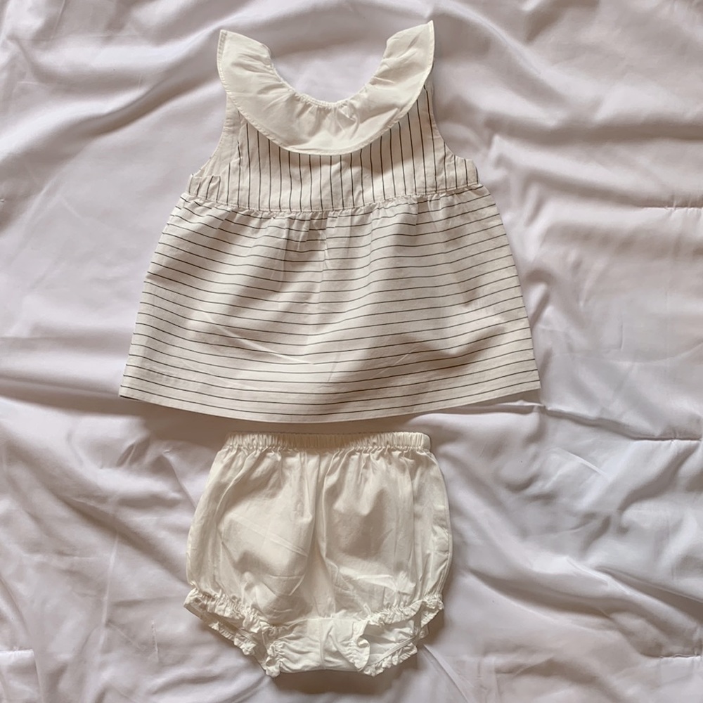 Janie and Jack black and white striped matching set, Size: 6-12 months